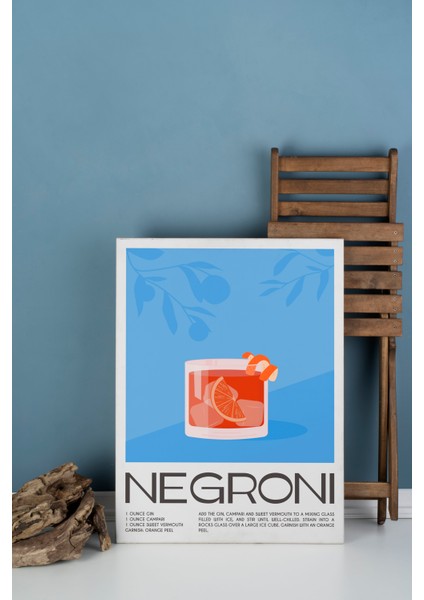 Negroni Kokteyl Modern Kanvas Tablo - Cafe Dekor - Salon Mutfak Için Duvar Dekoru