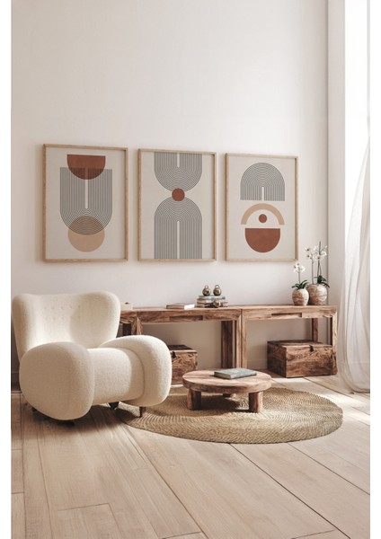 Gerçek Ahşap Çerçeveli 3 Parça 3D Poster Tablo Seti