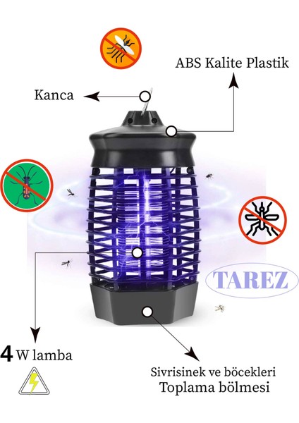 Master Mtr-1x4 Sinek Öldürücü, Elektrikli Sivrisinek Öldürücü Lamba, Sineksavar Mor Işık 25 Metrekare Etkili 4 Watt