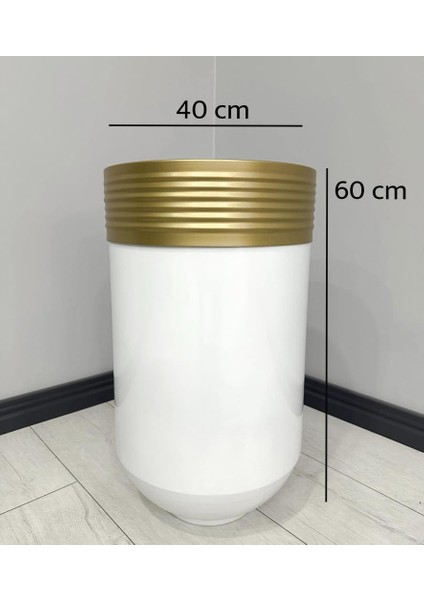Dekoratif Eskitme Darbuka Parlak Beyaz Saksı 60CM modelleri