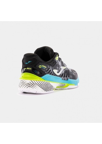 Slam Men 2401 Negro Azul Amarıllo Erkek Siyah Tenis Ayakkabı TSLAMS2401C