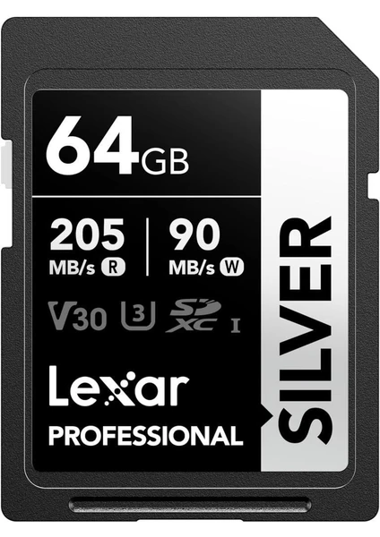 64GB Silver Plus Sd Uhsı V30 U3 205MB/S Hafıza Kartı