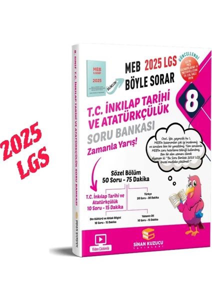 Sinan Kuzucu Yayınları LGS 2025 8. Sınıf T.C. İnkılap Tarihi ve Atatürkçülük Soru Bankası