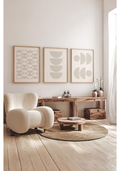 Gerçek Ahşap Çerçeveli 3 Parça 3D Poster Tablo Seti