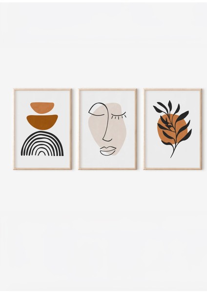 Gerçek Ahşap Çerçeveli 3 Parça 3D Poster Tablo Seti
