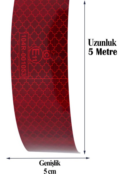 Tüvtürk Onaylı Belgeli Bant 5 Metre 5 cm Kırmızı Reflektörlü Reflektif Fosforlu Şerit Bant Ikaz Bandı modelleri