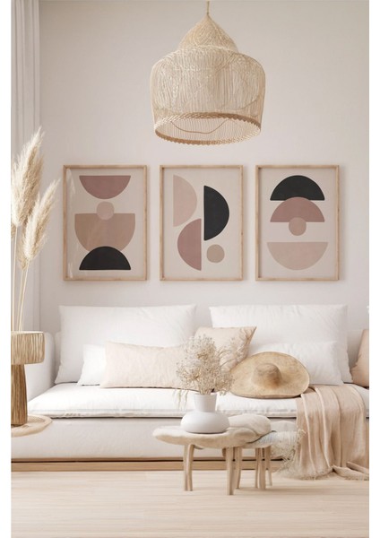 Gerçek Ahşap Çerçeveli 3 Parça 3D Poster Tablo Seti