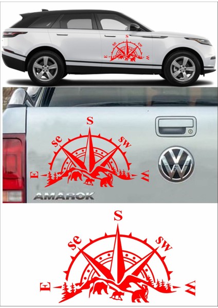 Pusula Dağ Orman Ayı Kamp Adventure Offroad Araba Oto Karavan Sticker S47