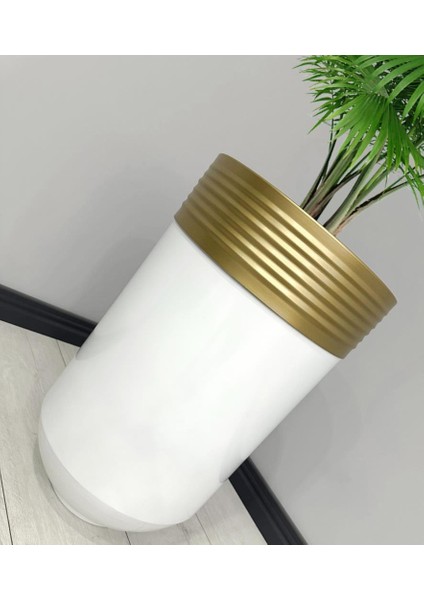 Dekoratif Eskitme Darbuka Parlak Beyaz Saksı 70CM fiyatları