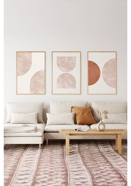 Gerçek Ahşap Çerçeveli 3 Parça 3D Poster Tablo Seti