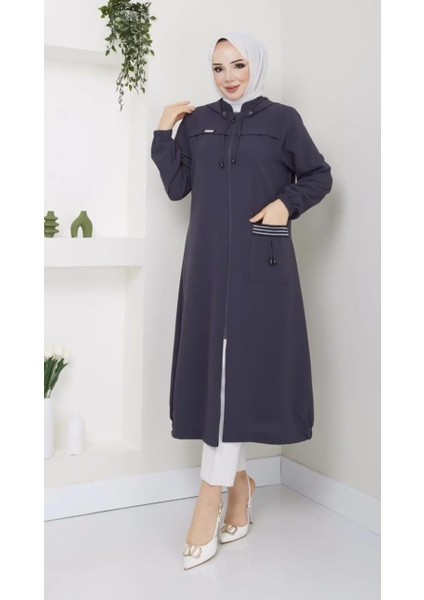 Alisa Kadın Ara Boy Petek Kumaş Kapüşonlu Hem Spor ve Clasıc Kap