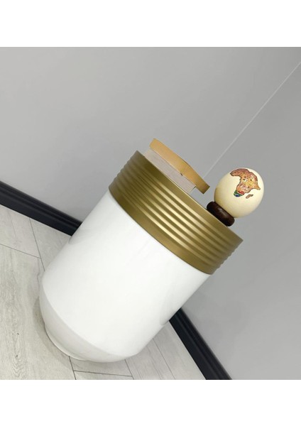 Dekoratif Eskitme Darbuka Parlak Beyaz Sehpa 60CM fiyatları