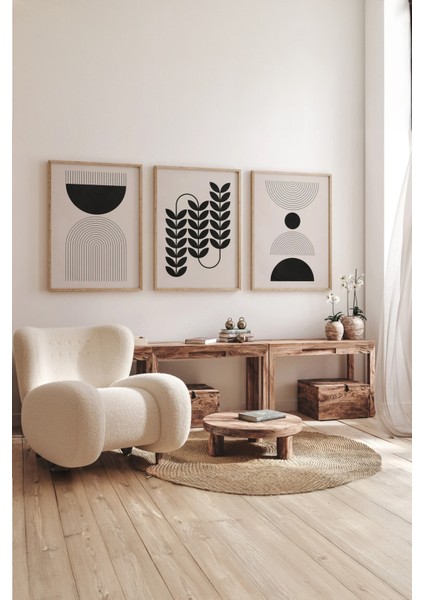 Gerçek Ahşap Çerçeveli 3 Parça 3D Poster Tablo Seti