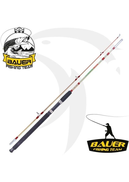 Bauer Crystal 100-200GR Atarlı 2 Parçalı Orta Vidalı Dolgu Tip Gövdeli Tekne Olta Kamışı Paslanmaz Porselen Halkalar.