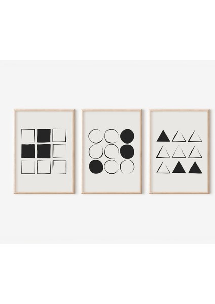 Gerçek Ahşap Çerçeveli 3 Parça 3D Poster Tablo Seti