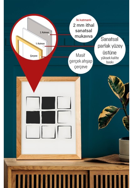 Gerçek Ahşap Çerçeveli 3 Parça 3D Poster Tablo Seti