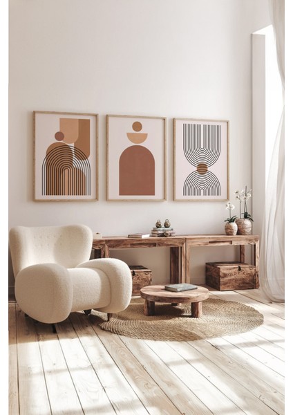 Gerçek Ahşap Çerçeveli 3 Parça 3D Poster Tablo Seti