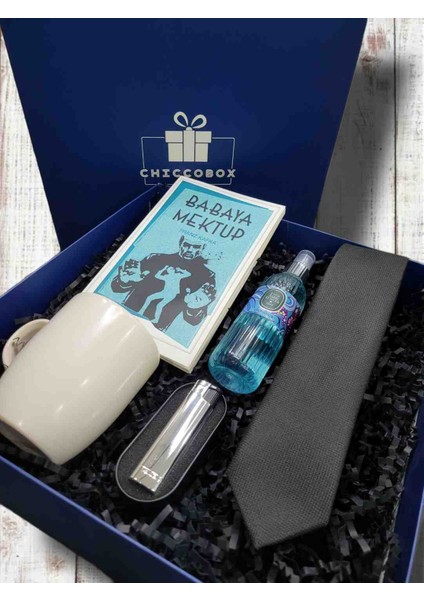 Kitap,siyah Kravat,çakmak,beyaz Kupa,eyüp Sabri Tuncel KOLONYA150ML, Hediye Kutusu