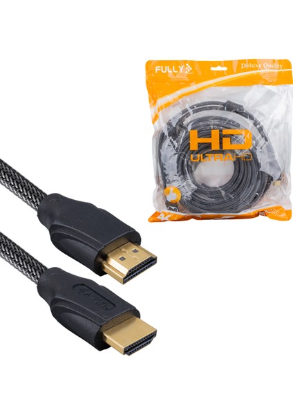 Ayt Fully G-507D HDMI Kablosu 10 Metre Uydu Pc Bilgisayar Görüntü Kablosu Gold Uçlu Örgülü