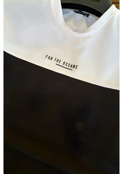 Ft 2469 For The Oceans Flok Baskı Slim Fit Erkek Tshirt fiyatları