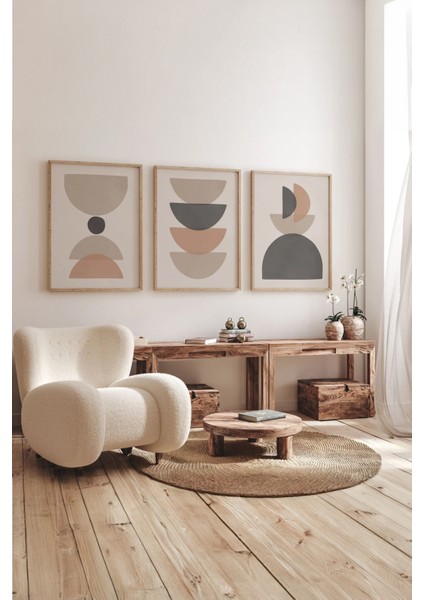 Gerçek Ahşap Çerçeveli 3 Parça 3D Poster Tablo Seti