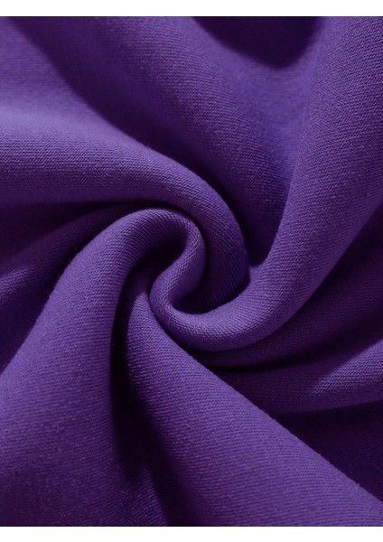 Unisex Oversize Bisiklet Yaka Basic Düz Sweatshirt - Mor fırsatları