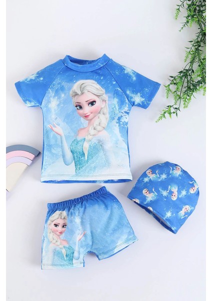 3 Parça Frozen Kız Çocuk mayo - Mavi