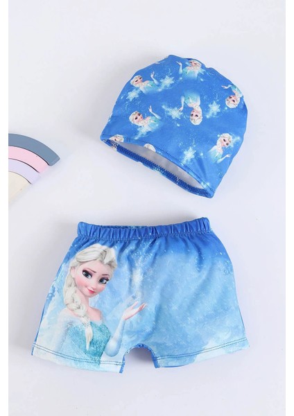 3 Parça Frozen Kız Çocuk mayo - Mavi