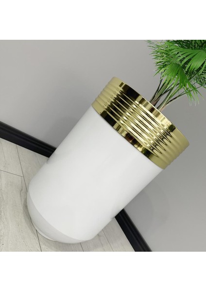 Dekoratif Gold Darbuka Parlak Beyaz Saksı 60CM fiyatları