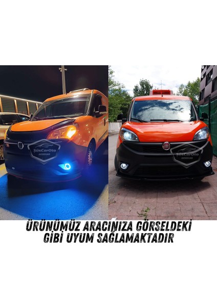Fiat Doblo D4 2015-2021 Uyumlu Üniversal Mercekli Angel Sis Farı Metal Su Geçirmez 76 mm Sarı Halkalı Gündüz Farı Angel Eyes 2 Adet modelleri