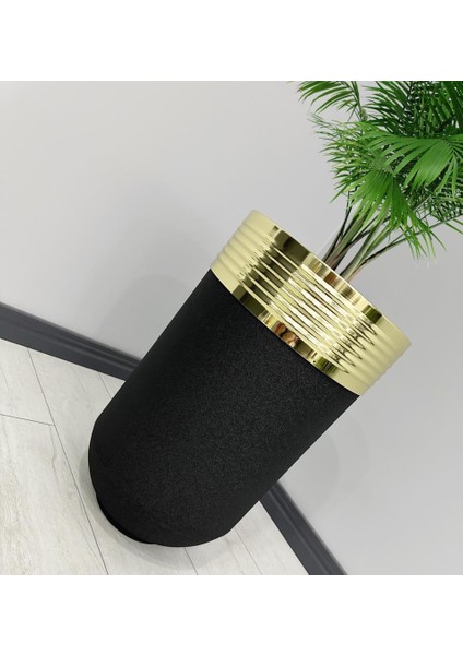 Elegant Dekoratif Gold Darbuka Siyah Saksı 60CM modelleri