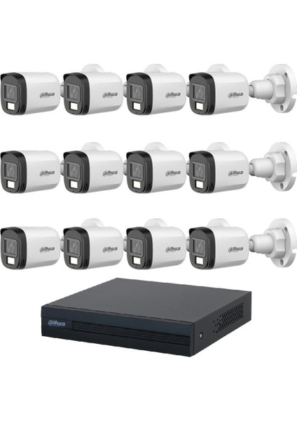12 Kameralı 30 Metre Renkli Gece Görüşlü Full Hd Güvenlik Kamera Seti