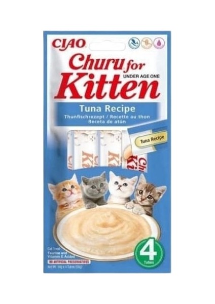 Ciao Churu Kitten Tuna Balıklı Yavru Kediler Için Sıvı Kedi Ödül Maması 14 gr 4 Adet