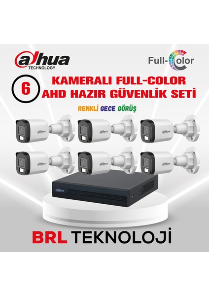 6 Kameralı 30 Metre Renkli Gece Görüşlü Full Hd Güvenlik Kamera Seti fiyatları