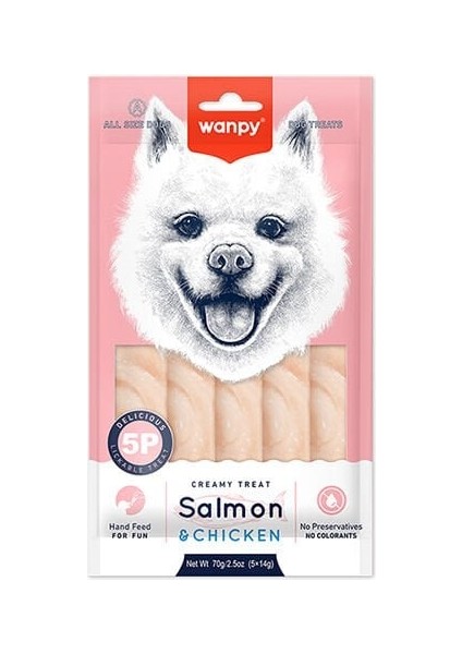 Krema Somonlu ve Tavuklu Sıvı Köpek Ödülü 5X14 gr
