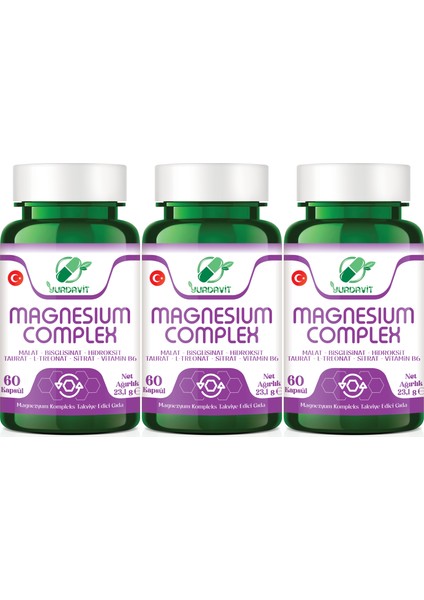 Magnesium Complex 3x60 Kapsül Malate Bisglycinate Hydroxide Taurate L-Threonate Citrate B6