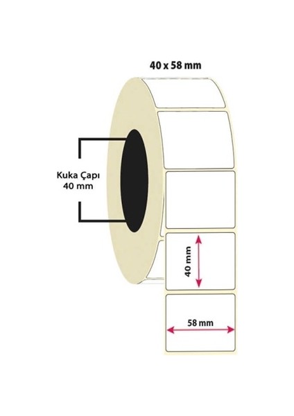 Terazi Termal Etiket 40X58 500LÜ Beyaz