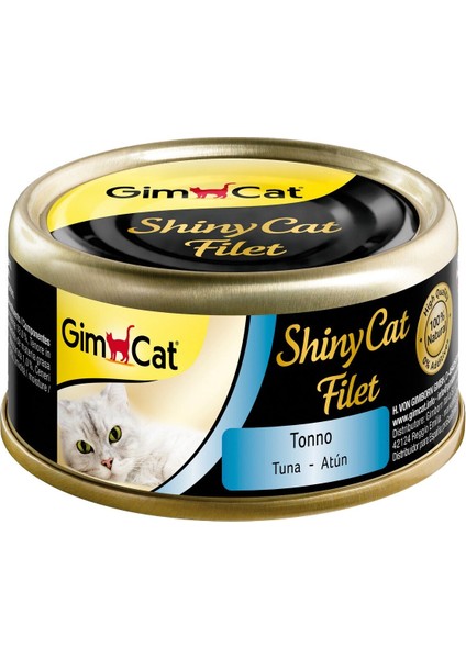 Shinycat Kıyılmış Fileto Tuna Balıklı Yetişkin Konserve Kedi Maması 70 gr