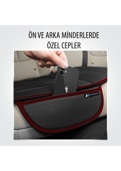 Lüks Deri Kırmızı Oto Koltuk Minderi 3'lü Oturak - Ön Arka Araba Koltuk Minder Örtüsü - Su Geçirmez modelleri