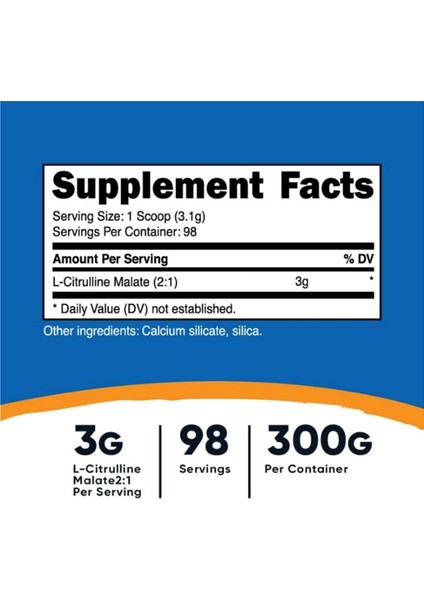 L-Citrulline Malate (2:1) Powder (300 Grams) Usa Menşei