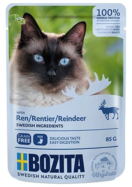 Pouch Ren Geyiği Etli Tahılsız Yetişkin Konserve Kedi Maması 85 gr