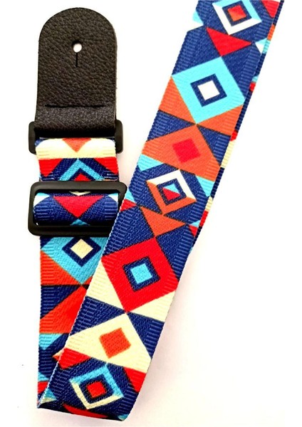 RJ200-B19 Gitar Askısı Deluxe Teal Guitar Strap Deri Başlıklı 2 Katlı