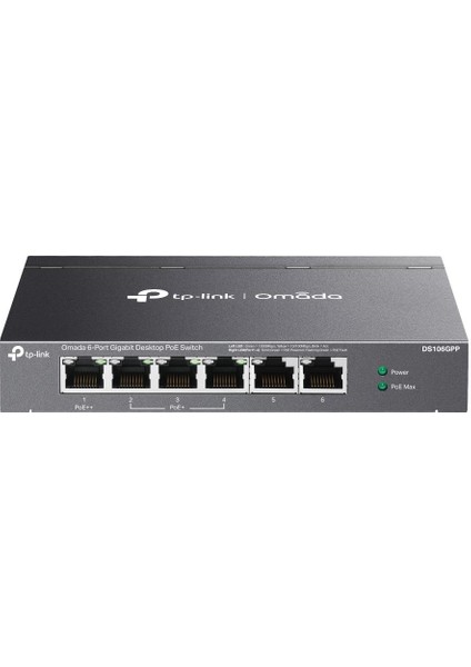 DS106GPP 4 Port 10-100-1000 Poe+ Switch 2 Port Uplink Çelik Kasa Rack Mount