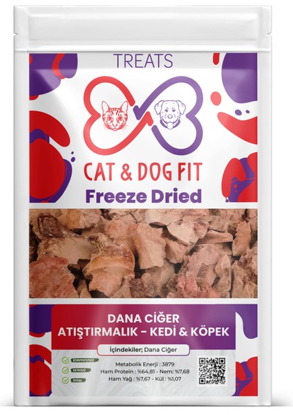 Cat & Dog Fit Freeze-Dry Dana Ciğer Kedi Köpek Ödül Maması %100 Doğal Katkısız