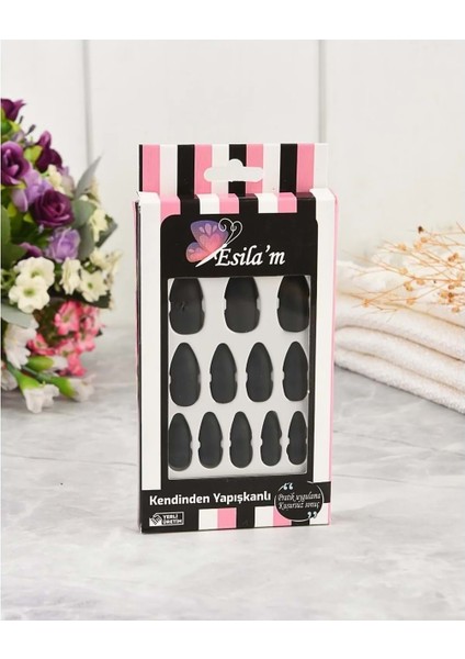 Esilam Takma Tırnak Mat Siyah 12LI