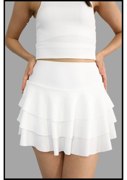 Içi Taytlı Kısa Etek Fırfırlı Model fırsatları