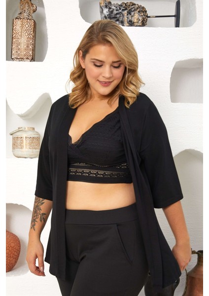 Truvakar Kol Örme Ceket-Siyah modelleri