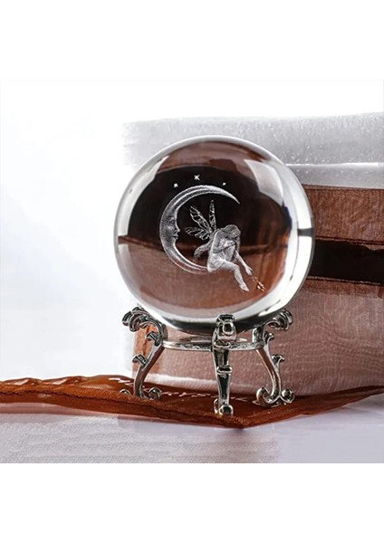 Dekoratif Metal Ayaklı Ay Yüzlü Melek Tasarımlı 3D Cam Küre 6cm fiyatları