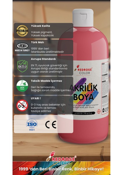 Pembe Akrilik Boya Kırtasiye Kreş Okul Atölye Için 500 gr 30'lu Koli fırsatları