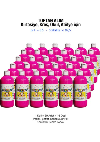 Fuşya Parmak ve Yüz Boyası Süper Yıkanabilir Özel Formül Kırtasiye Kreş Okul Için 500GR 30'lu Koli fiyatları